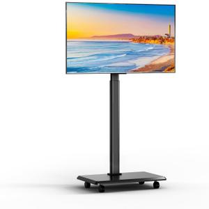 Mobile TV Cart Rolling TV Stand for 26-70 inch Screens, Mobile TV Cart Holds up to 88lbs, 25 Swivel with 6 Levels of Height Adjustment for Optimal Viewing, TV Stands for Office, Room, Outdoor, Corner (Black)