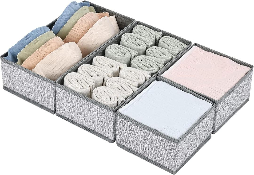 DIMJ Drawer Organizer Clothes, Dresser Organizer For Nursery, Bedroom, Closet, Baby Clothes Organizer and Storage, Foldable Fabric Drawer Dividers for Baby Socks, Belt, Tie (4 Pack, Blended) DIMJ Drawer Organizer Clothes, Dresser Organizer For Nursery, Bedroom, Closet, Baby Clothes Organizer and Storage, Foldable Fabric Drawer Dividers for Baby Socks, Belt, Tie (4 Pack, Blended)