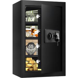 6.0 Cub Large Home Safes Water and Fireproof, Anti-Theft Fireproof Safe Box with Digital Keypad, Spare Keys and Alarm System, Document Safe for Home Money Medicine Valuables