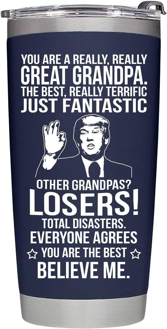 Gifts for Grandpa from Grandaughter, Grandson, Kids on Fathers Day, Christmas, Birthday - Present for Father - Grandpa Tumbler 20oz, Navy Insulated Stainless Steel, Perfect for Travel, Work, or Home