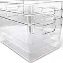 Isaac Jacobs 3-Pack Large Clear Storage Bins with Handles, Plastic Organizer for Home, Room, Office, Fridge, Kitchen/Pantry Non-Slip Container Set, Food Safe, BPA Free (3-Pack, Large)