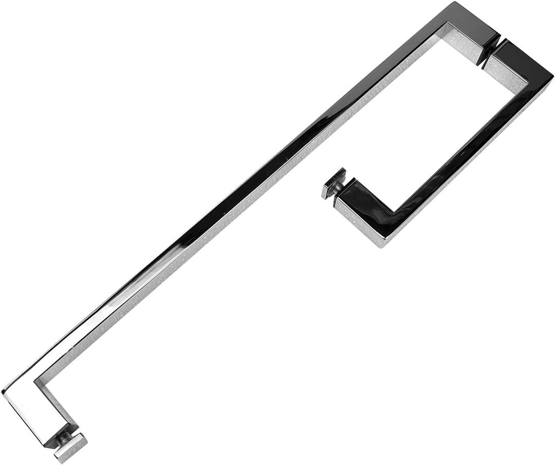 8" Pull Handle and 20" Towel Bar Set, Glass Shower Door Towel Bar Handle Replacement for 1/4", 5/16", 3/8", and 1/2" (6-12mm) Glass Doors, Squared, Chrome