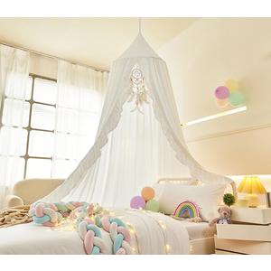 Mengersi Bed Canopy for Girls, White, Modern Style, 5"W x 5"L 94.5"H