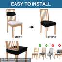 Smiry Waterproof Seat Covers for Dining Room Chairs Set of 4, Stretch Jacquard Removable Washable Chair Seat Slipcovers Protector, No Rear Covers, Black