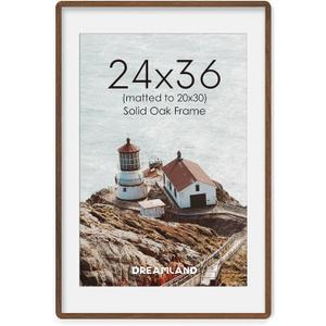 Dreamland 24x36 Walnut Finish Wood Picture Frame Matted to 20x30, 1 Pack
Solid Oak Wood with Walnut Finish, Photo Frame, Removable Mat, HD Tempered Glass, Wall Display, Home Decor