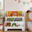 Tohiasen Kids Bookshelf Wooden 3-Tier, Scalloped Book Shelf for Kids Rooms, Front Facing Toddler Montessori Bookshelf, Baby Nursery Book Shelves Kids Classroom Bookshelf Bookcase