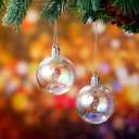 Jutom 48 Pcs Christmas Iridescent Ornaments Ball Clear Plastic Bubbles Cauldron Halloween Hanging Ornament Balls Bulk Wedding Decorative Rainbow Hanging Craft for DIY Witch Magic Pot (1.18 Inch)