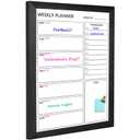 Dry Erase White Board Weekly Calendar Board,17.7“x23.6,Black