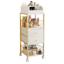 Makeup Organizer Storage Cart, Large Skincare organizers, Makeup Stand with Drawers, Makeup Vanity Organizer Cosmetics Display Cases Holder for Skin Care Nail Polish Perfume Makeup Brush (Gold)