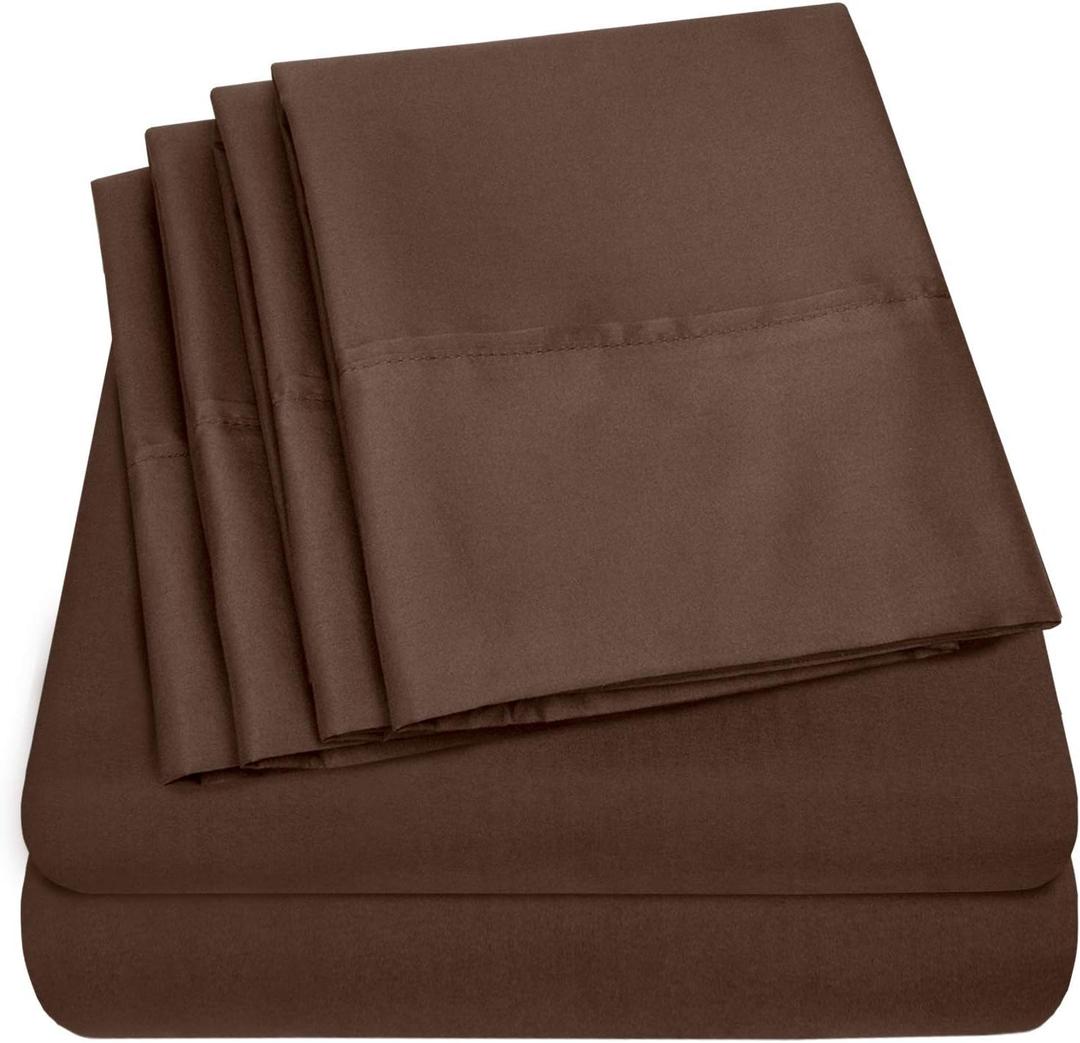 100% Cotton Sheet 800-TC Brown Queen-Sheets Set, 4-Pc Cotton -Bedding Sheets for Bed, Soft & Silky Sateen Weave Fits Mattress Upto 14'' Deep Pocket