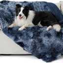 Bedsure Waterproof Dog Blankets for Large Dogs - Calming Cat Blanket for Couch Protector Washable, Long Faux Fur Pet Throw Blanket for Puppy, Reversible Furniture Protection, 40"x50", Tie-dye Navy