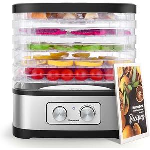 Seeutek Food Dehydrator, 5 BPA-Free Trays, Adjustable Temperature Control
Dehydrators for Jerky, Fruit, Herb & Dog Treats, Recipe Book, Adjustable Dishwasher Safe Trays, Compact Size for Tabletop