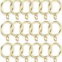 PATIKIL 1 Inch Inner Dia Curtain Rod Rings with Eyelets, 18 Pcs Metal Drapery Ring for Curtain Rods Hoop Pins, Gold Tone