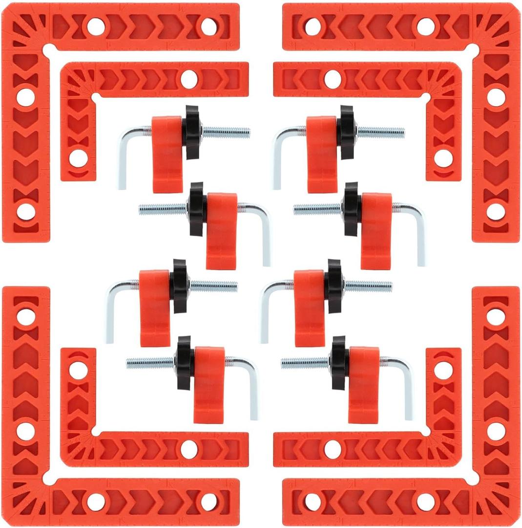 16pcs Right Angle Clamp Set, 90 Degree Clamp,Positioning Squares, 3inch 4inch x 8 Right Angle Clamp with 8 Clamp,Corner clamps Woodworking Tool