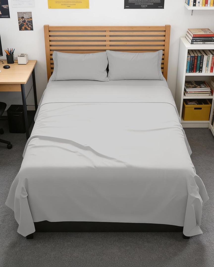 Full XL Bed Sheet - 4 Piece Full XL Bed Sheets Set - Soft, Breathable & Cooling - Hotel Luxury Bedding for Women, Men, Kids, Teens, Boys & Girls - Deep Pockets, Comfy, Fade, Wrinkle Free - French Grey