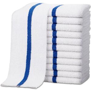 ZUPERIA Bar Mop Towels - 24 Pack (16"x19") - 100% Cotton High Absorbency Kitchen Towels Reusable Dish Cloths, Quick-Dry Rags with Blue Stripe Ideal for Restaurants, Cooks, Bartenders & Homes