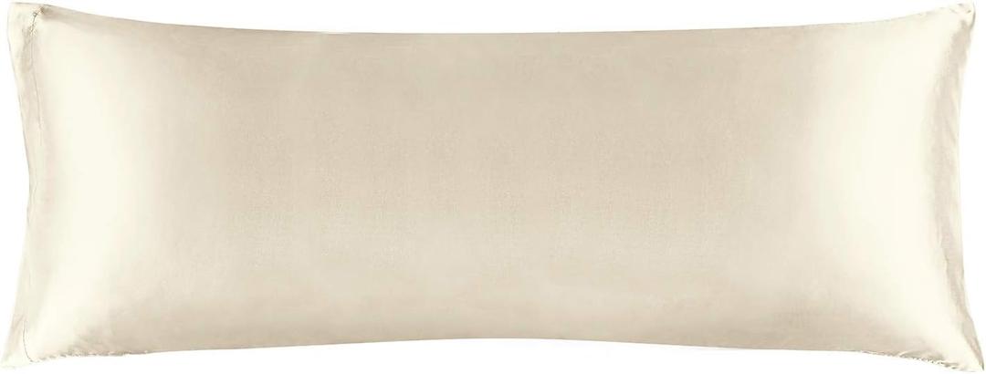 BEDELITE Satin Body Pillow Cover, Super Soft and Cooling Body Pillow Pillowcase for Hair and Skin, Breathable Silky Full Long Pillowcase Cover(20"x54", Beige)