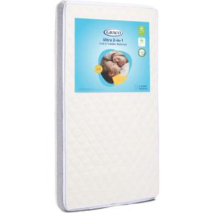 Graco Ultra 2-in-1 Premium Dual Sided Baby Crib & Toddler Mattress | GREENGUARD Gold, CertiPUR-US Certified Foam, Machine Washable Cover with Waterproof Surface, Fits Standard Crib & Toddler Bed