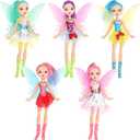 ONEST 5 Sets 8 Inch Fairy Dolls Include 5 Set 8 Inch Flower Fairy Dolls, 5 Pieces Handmade Doll Clothes, 5 Pairs of Doll Shoes
