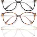 Gaoye Blue Light Blocking Glasses - Trending Round TR90 Frames, Metal Arms, UV400 Protection - Matching Soft Case (3-black+tea Leopard+transparent)