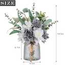Faux Flowers with Vase,Artificial Silk Flowers in Vase, Fake Plant Eucalyptus and Willow,Flower Arrangement for Home Farmhouse kitchen Dining Table Centerpiece Decorations Table Decor (Grey Blue)