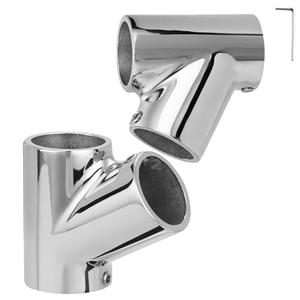 ODYSUNRAL Boat Handrail Fitting 60 Degree Tee Connector for 1" Round Tubing, 316 Stainless Steel Tee Fitting, Mirror Polished Marine Hand Rail Hardware(2-Pack)
