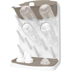 Ubbi Vertical Baby Bottle Drying Rack, Space Saving Countertop Drying Rack Baby Accessory, Taupe