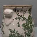 Nearly Natural 6.5in Ceramic Decorative Vase, Tuscan Style Green Floral Scroll Design For Indoor Home Shelf Table Decor