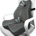 JIPORIER Seat Cushion & Lumbar Support Pillow Set for Office Chair, Ergonomic Pillow for Sciatica Pain Relief, Memory Foam Back Support Pillow & Chair Cushion for Car seat, Desk Chair (Grey)