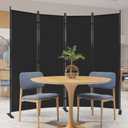 C-Hopetree 4 Panels Room Divider, 6 Ft Tall Indoor Folding Privacy Screen, Portable Partition Separator, Freestanding Separation Temporary Wall for Office, Bedroom, 80" W X 71" H, Black