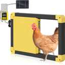 Automatic Chicken Coop Door, Solar Powered Automatic Chicken Door with Timer Mode, Battery Powered LCD Screen, Anti-Pinch Design, Waterproof, Easy Installation (Black)