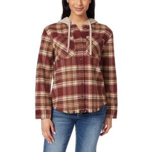 WallFlower Casual Fleece and Plaid Shackets Jackets Juniors for Women, Soft Button-Down (L)
