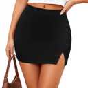 Gardenwed Mini High Waist Pencil Skirt for Women Short Bodycon Split Skirts | Trendy Summer Skirts, Cute Y2K Micro Skorts with Slit, Elastic Skirt with Shorts Underneath Sexy Club Outfits (Black, M)