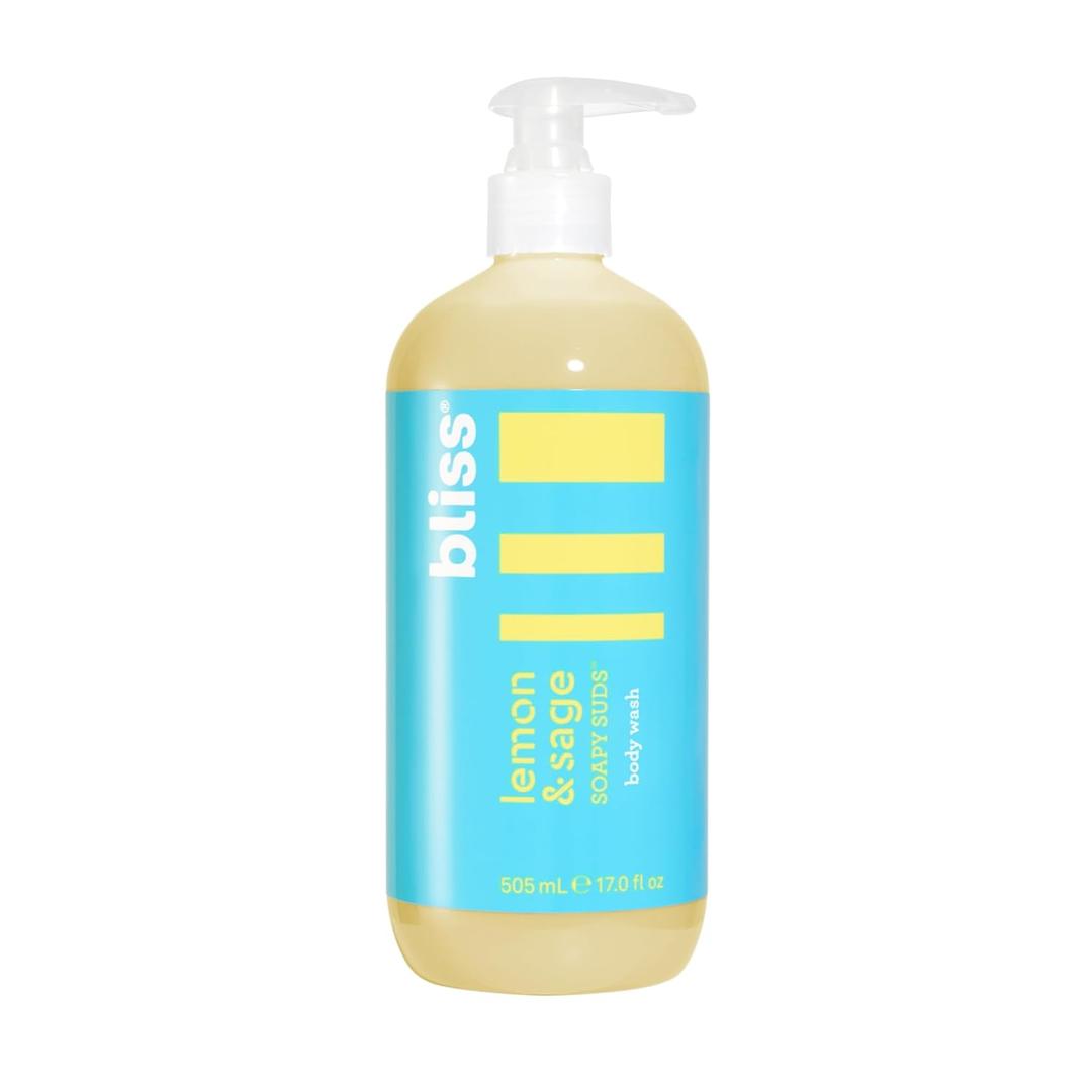 Bliss Soapy Suds Body Wash - Lemon and Sage - 17 Fl Oz - Gentle and Hydrating for Supremely Soft Skin - Paraben Free - Vegan & Cruelty Free
