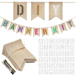 30 PCS DIY Burlap Banner with 42 PCS Letter Stencil Kit For Birthday Personalized Burlap Banner Set For Party (30PCS Light brown) 30 PCS DIY Burlap Banner with 42 PCS Letter Stencil Kit For Birthday Personalized Burlap Banner Set For Party (30PCS Light brown)