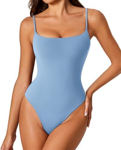 Avidlove Tank Top Bodysuit for Women Square Neck Double Lined Body Suits One Piece Thong Basic Summer Cami Tops Large
