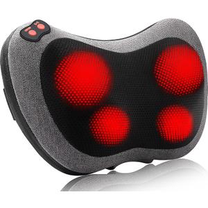 Papillon Shiatsu Back and Neck Massager with Heat, Deep Tissue Kneading,Electric Massage Pillow for Back,Shoulders,Legs,Foot,Body Muscle Pain Relief,Use at Home,Car,Office (Gray)