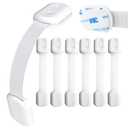 AHR Child Proof Baby Safety Locks 8 Pack with Adhesive Extra 3M Adhesive No Screws,Adjustable Strap Latches to Drawer Fridge Toilet