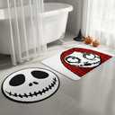 2Pcs Halloween Bathroom Rug,Nightmare Before Holiday Christmas Decoration