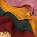 Solid Color Bubble Chiffon Hijab With Crochet Elegant Soft Georgette Shawl Scarf For Abaya Dress Headscarf (Yellow)