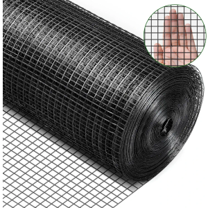 Rengue Black Hardware Cloth 1/2 Inch 36 in x 100 ft 19 Gauge, PVC Coating Wire Mesh Rolls Vinyl Coated Welded Chicken Wire Fencing for Poultry Netting Fencing Wire Fence, Black