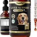 Milk Thistle for Dogs  9-in-1 Liver and Kidney Support Drops with Artichoke, Resveratrol, Marigold Extract, 100% Natural Detox Supplement for Liver Function, Split Dropper, Chicken Flavor, 2Oz