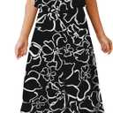 ROYLAMP Women's Summer 2 Piece Outfits Round Neck Crop Basic Top Cropped Wide Leg Pants Set Jumpsuits Black Floral M