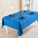 Rectangle Table Cloth Linen Farmhouse Stainproof Waterproof Washable Polyester Oblong Rectangular Fabric Table Cover for Kitchen Dining Dinner (Navy Blue01, 84" x 60" (Rectangular))