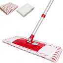 Microfiber Flat Mop for Floor Cleaning, 360° Rotating Hardwood Mop with 2 Reusable Washable Pads, Wet Dry Dust Mop with Coated Iron Handle, Lazy Cleaning Tool for Baseboard Wall Wood Tile Floors