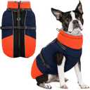 SUNFURA Dog Winter Coat, Warm Dog Coat with Harness for Medium Dogs Boys Girls, Reflective Fleece Lined Pet Winter Jacket Snowsuit for Pug, Jack Russel, Schnauzer, Blue M