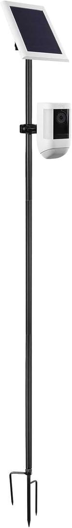 Koroao 31.49 or 47.24 inch Ground Stake Mount Stand with Solar Panel Mount for Ring, Blink, Arlo, Eufy, Wyze, Google Nest, Simplisafe Cameras and Solar Panels Ground Stake Bracket Black