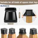 BUMACO Chair Leg Floor Protectors Square Chair Leg Protectors for Hardwood Floors 40Pcs Silicone Covers to Protect Floors Square (Black-L Fit 1-1/16" to 1-5/8")