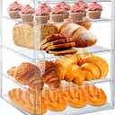 15.5 x 11.4 x 9.8 Inch 4-Tier-Party Display Case, Bakery Display Case Countertop,Adjustable Clear Bread Storage with Magnetic Door Bakery Pastry Display, Cookies and Donuts