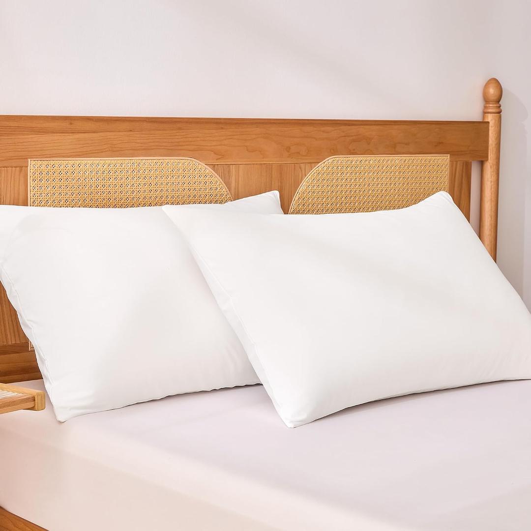 Amazon Basics Cooling Pillow Cases for Hot Sleepers, Soft Pillow Covers, Silky Smooth on Hair and Skin, High Elastic and Envelope Closure for Snug Fit, 20" x 30", Queen, White, Pack of 1